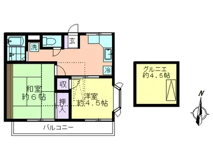 コーポ木村(2DK/2階)の間取り写真