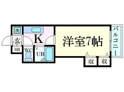 ジュネス野里(1K/3階)の間取り写真