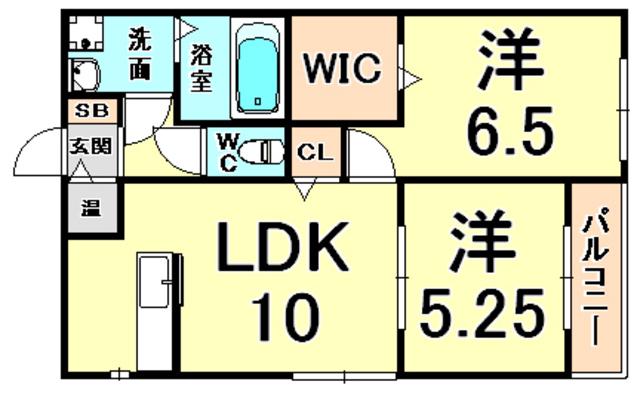 リヴェール(2LDK/2階)の間取り写真