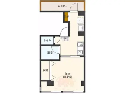 若葉第二ビル(1K/4階)の間取り写真