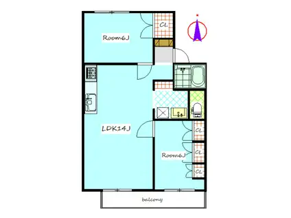 ロビンソン飯塚A(2LDK/1階)の間取り写真