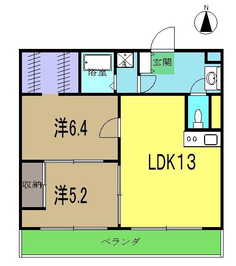 ALCOー2(2LDK/3階)の間取り写真
