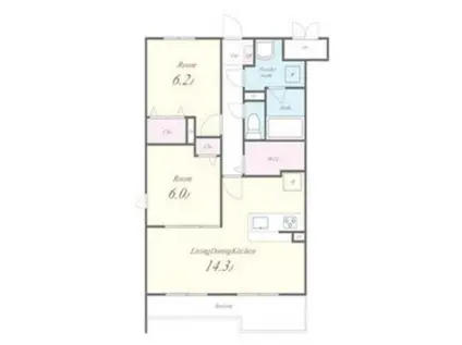 カンフリエ寿(2LDK/4階)の間取り写真