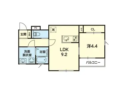 セブンピース(1LDK/2階)の間取り写真