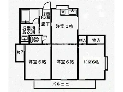 レジデンス高田 II(3DK/2階)の間取り写真