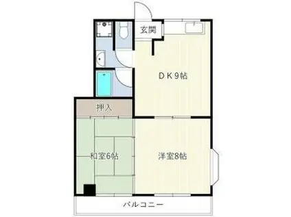 ビートル山本北(2LDK/1階)の間取り写真