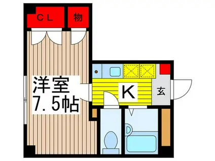 アンプルールフェールTAKEDA(1K/2階)の間取り写真