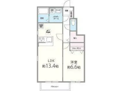 ソレアード(1LDK/1階)の間取り写真