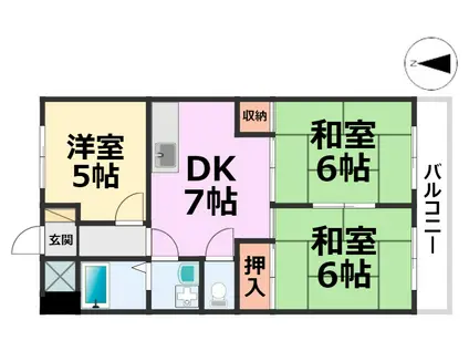 橋本第2マンション(3DK/1階)の間取り写真