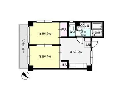 スプリングヒルズ宝(2DK/4階)の間取り写真