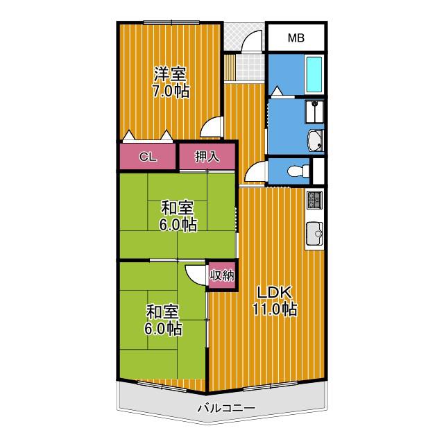 日吉マンション(3LDK/3階)の間取り写真