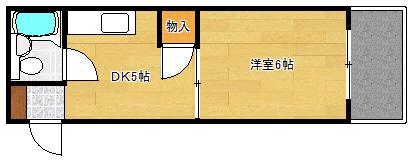 コテージミタキ(1DK/3階)の間取り写真