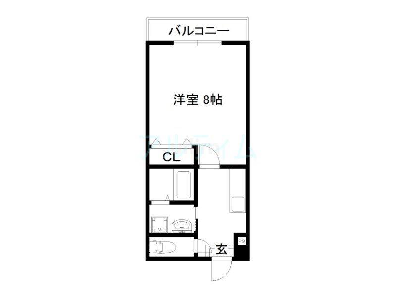 ZEN烏丸五条(1K/2階)の間取り写真