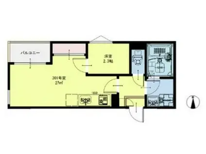 R-SMARTスカイヒル長町(1LDK/3階)の間取り写真
