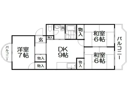 グリーンヒル香里園(3DK/2階)の間取り写真