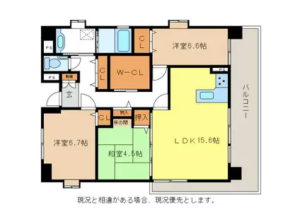 エスポワール三輪田町(3LDK/5階)の間取り写真