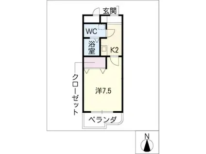 エイコーキャステール(1K/2階)の間取り写真