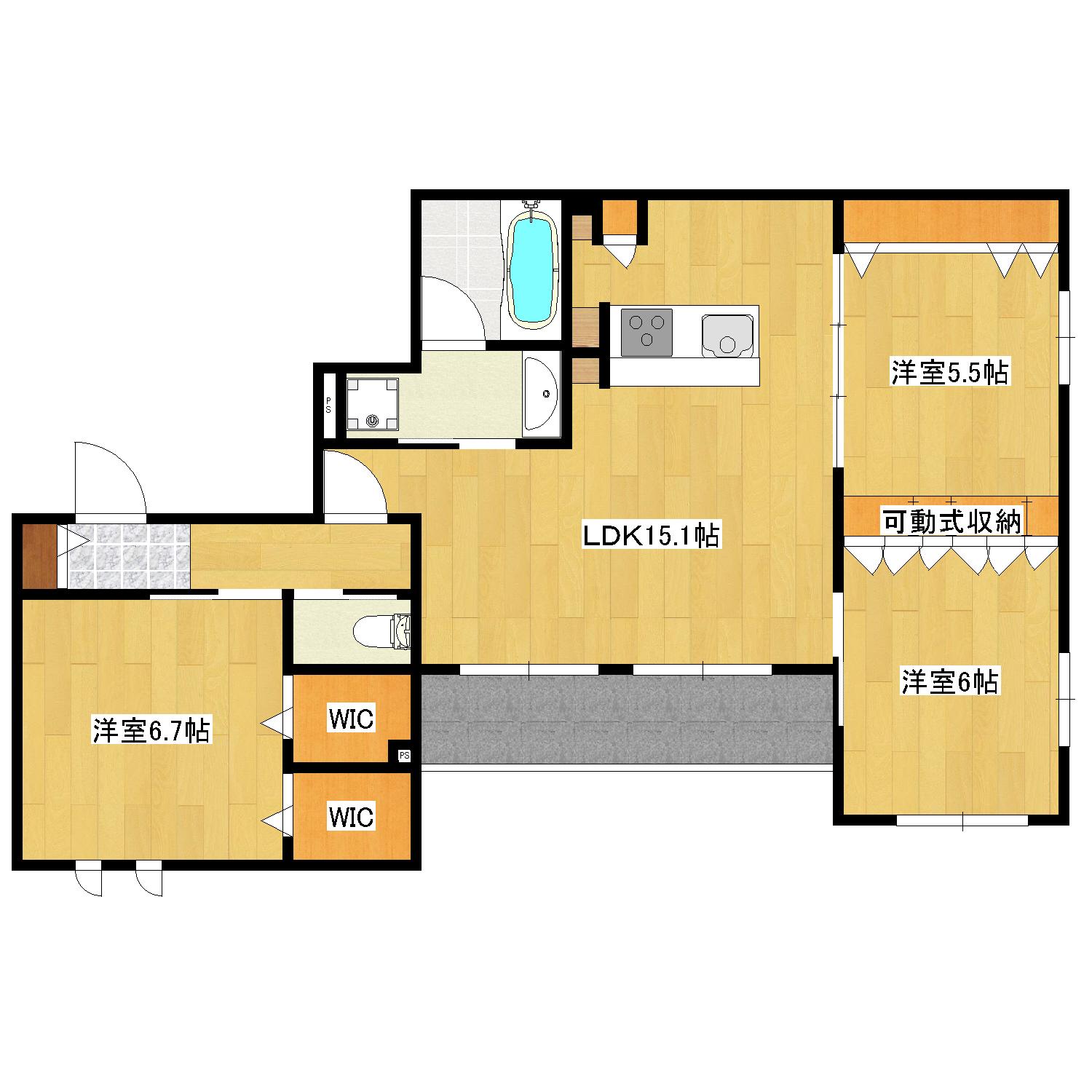 PREMIUM MAISON光プレミアムメゾンヒカリ(3LDK/2階)の間取り写真