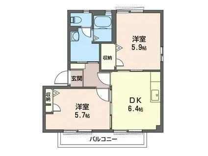 エバーグリーン(2DK/2階)の間取り写真