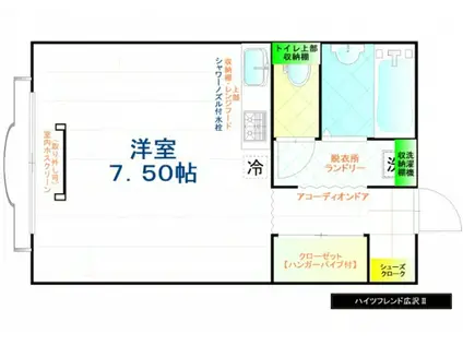 ハイツフレンド広沢II(1K/2階)の間取り写真