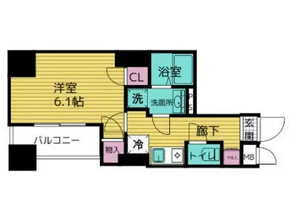 レガシア目黒リバーコート(1K/5階)の間取り写真