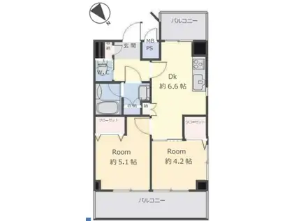 ル・シック本駒込(2DK/7階)の間取り写真