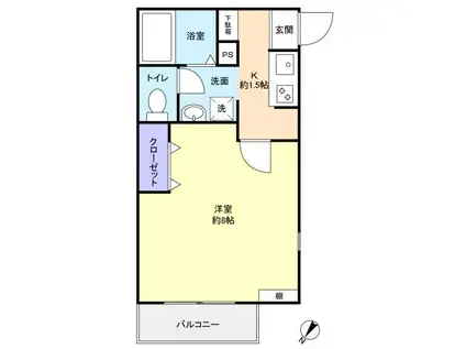 ナーセレ緑が丘(1K/1階)の間取り写真