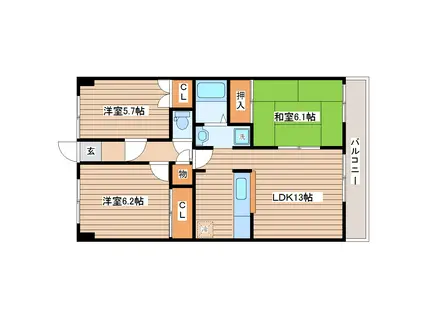 グラン・ミ・マリエ(3LDK/3階)の間取り写真