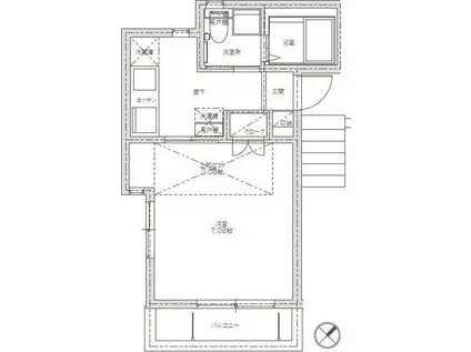 グラインドロッジII(1K/2階)の間取り写真
