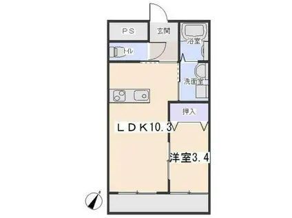 ラ・ペジブル(1LDK/3階)の間取り写真