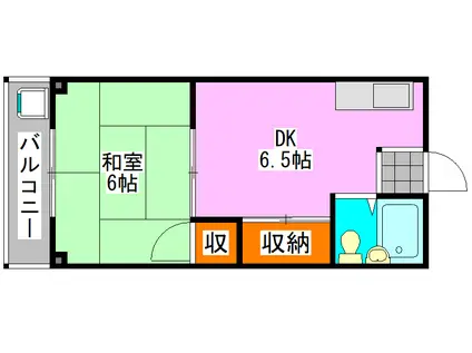 NKビル(1DK/3階)の間取り写真