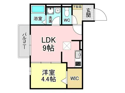 ソレール ヴィラ II C棟(1LDK/1階)の間取り写真