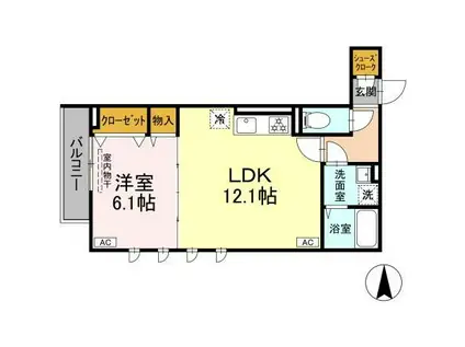 D´BIESS湘南台6丁目(1LDK/3階)の間取り写真