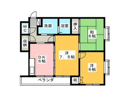 ハイビスカス(3DK/2階)の間取り写真