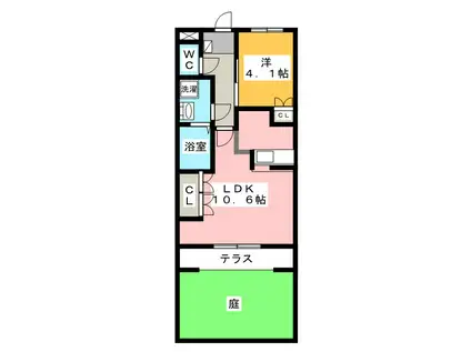 スプリング デザイヤー(1LDK/1階)の間取り写真