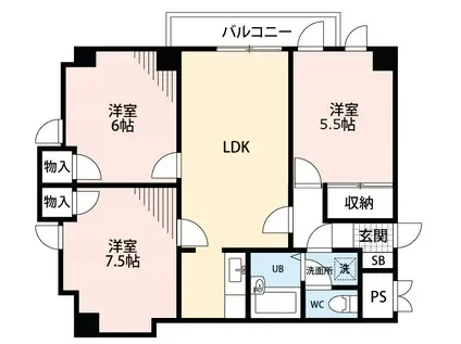 イーストガーデン杉の木館(3LDK/6階)の間取り写真