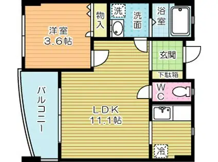 FORZA馬借(1LDK/5階)の間取り写真