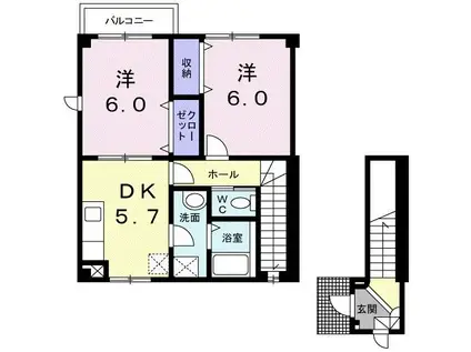 スターヒルズ(2DK/2階)の間取り写真