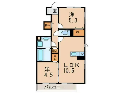 NIJI-CORT(2LDK/1階)の間取り写真