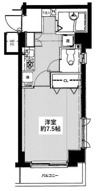 パークウェル下北沢(1K/2階)の間取り写真