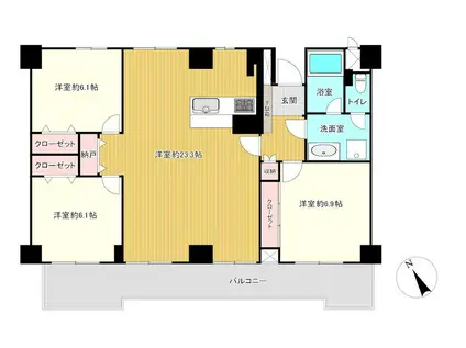ルネ吉祥寺(3LDK/11階)の間取り写真