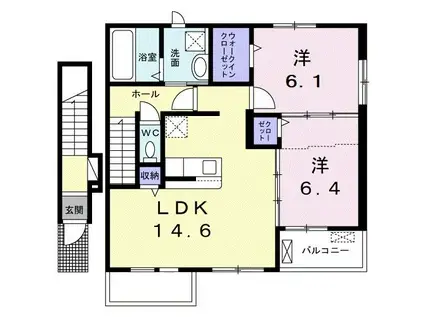 ジェルメ 小田原(2LDK/2階)の間取り写真