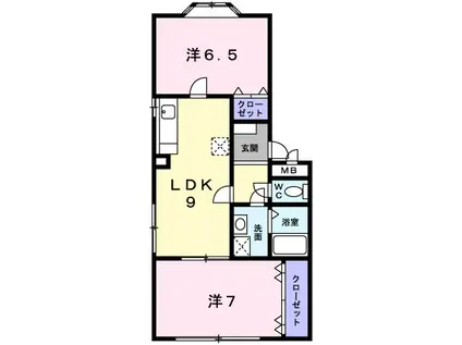 グランプエンテセルカ西町(2DK/2階)の間取り写真