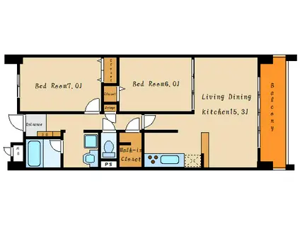パレスマイセン(2LDK/5階)の間取り写真