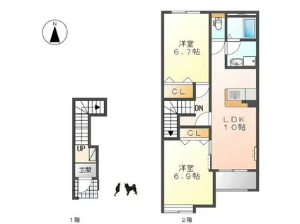 レジデンスY(2LDK/2階)の間取り写真