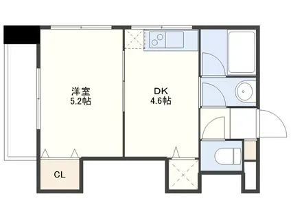 エーデルワイス滑石(1DK/4階)の間取り写真