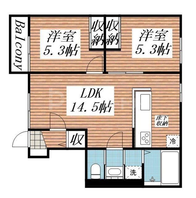 フェリス(2LDK/1階)の間取り写真