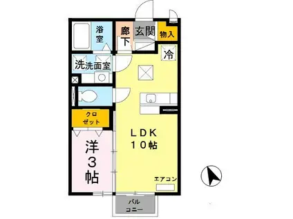 エスポワール金龍寺(1LDK/1階)の間取り写真