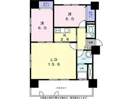 ビッグパレス南12条(2LDK/4階)の間取り写真