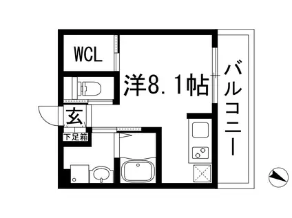 ピースマイルカーサバラ公園(ワンルーム/3階)の間取り写真